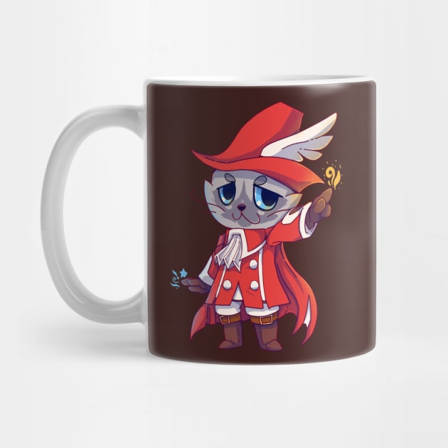 Red mage Fantasy Cat by TechraNova